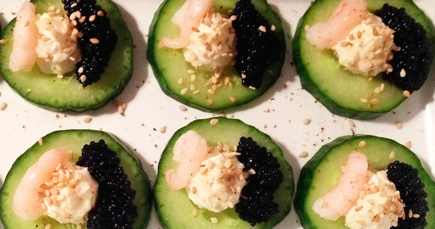 Fingerfood: Kaviar-Shrimps-Gurke- Häppchen!